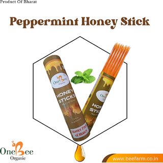                       ONE BEE ORGANIC  Peppermint Infused Honey Sticks  Natural Infused Honey Sticks(30 Sticks Each of 8g)                                              
