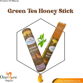                       ONE BEE ORGANIC  Green Tea Infused Honey Sticks  Natural Infused Honey Sticks(30 Sticks Each of 8g)                                              