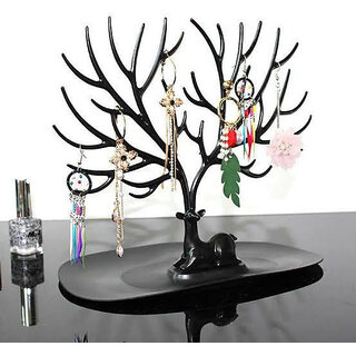 Tree Stand Jewelry Display Necklace Earring Bracelet Holder Plastic Key Holder(24 Hooks, Black) Tree Stand Jewelry Display Necklace Earring Bracelet Holder Plastic Key Holder(24 Hooks, Black)