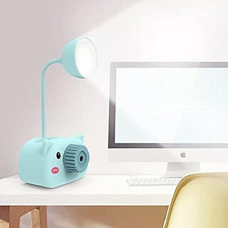                       4in1 Camera Style lamp Piggy Desk Lamp with Pencil Sharpener with night lamp Table Lamp(22 cm, Blue)                                              