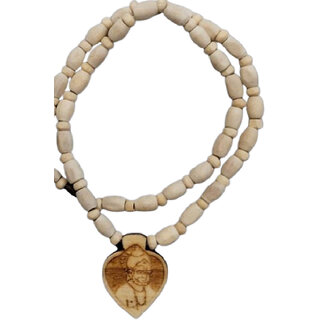                       Bageshwar Dham Tulsi Mala Hanuman Jiwood Locket 100 Original Beads Wood Chain Beads Wood Necklace                                              