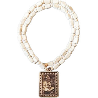                      Bageshwar Dham Tulsi Mala Hanuman Jiwood Locket 100 Original Beads Wood Chain Beads Wood Necklace                                              