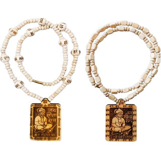                       Abhimantrit-Bageshwardham Mala Hanuman Ji Tulsi Mala Beads Wood Necklace                                              