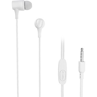 Digimate Jackbeat Wired Earphones with 3.5mm Jack, Tangle-Free Cable & In-Line Mic (DG-HF-1001, White)