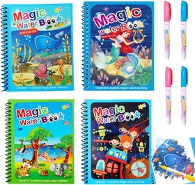 Pack of 4 WildProducts Water Magic Coloring Books with Refillable Pens  No-Mess Activity Books for Kids