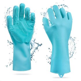 WildProducts - 1 Pair Gloves Magic Silicone Dish Washing Gloves, Silicone Cleaning Gloves