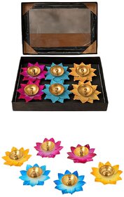 Tiny Shiny Pack of 6 Lotus Candle LED Tea Light Candle Water Sensor Floating Lotus Smokeless Flameless Lotus Flower Ligh