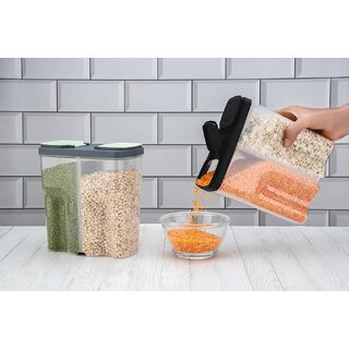 Airtight Transparent Plastic Lock Food Storage 2 Section Container Jar for Grocery, Fridge Container Pack of 1- 2500ml Airtight Transparent Plastic Lock Food Storage 2 Section Container Jar for Grocery, Fridge Container Pack of 1- 2500ml