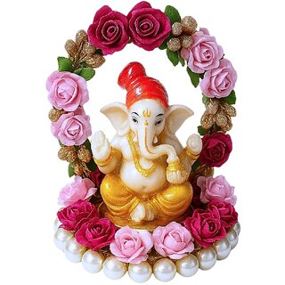                       Tiny Shiny Ganesha Idol for Car Dashboard,Home Decor, Ganesh Murti Showpiece Gift - Car Dashboard Accessories Idols                                              