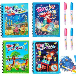 WildProducts - 4-Pack Water Magic Coloring Books with Refillable Pens - No-Mess Water Reveal Activity Book Set for Kids WildProducts - 4-Pack Water Magic Coloring Books with Refillable Pens - No-Mess Water Reveal Activity Book Set for Kids