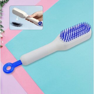                       Self Cleaning Detangling  Styling Brush, Anti Static Massage Comb, Hair Comb for Men  Women (White)                                              