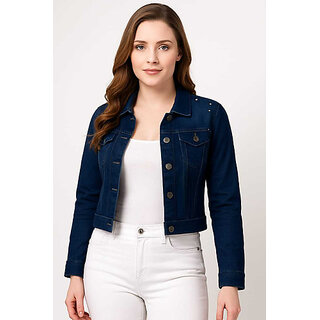                       UFC Collection Women Blue Solid Denim Jacket                                              
