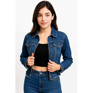                       UFC Collection Women Blue Solid Denim Jacket                                              