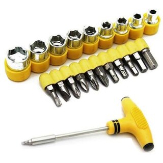 antiq world Multi purpose 21 Pcs Screwdriver Socket Set - 21PCTK-YL antiq world Multi purpose 21 Pcs Screwdriver Socket Set - 21PCTK-YL