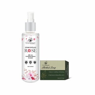Greenblosum Rose water 100ml with herbal soap free Cleanser for women and men pack of 1 Greenblosum Rose water 100ml with herbal soap free Cleanser for women and men pack of 1