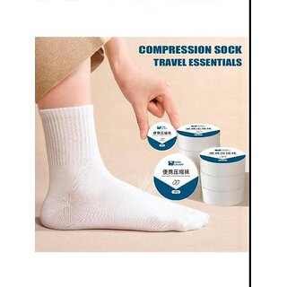 TRENDING PORTABLE DISPOSABLE TRAVEL COMPRESSION SOCKS EASY TO CARRY DAILY USE PURPOSE ALSO FOR MEN  WOMEN/WHITE SOCKS