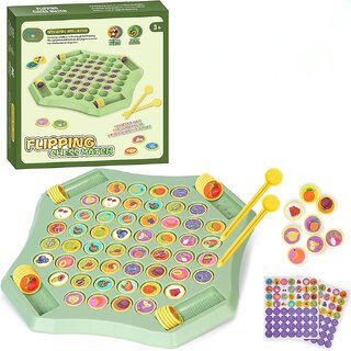                       Flipping Chess Match Game, Montessori Memory Matching Board Game for Kids, Educational Animal  Fruit Theme Puzzle                                              