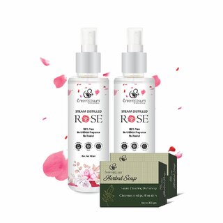 Greenblosum Rose water (100ml2) with 2 herbal soap free Cleanser for women and men pack of 2 Greenblosum Rose water (100ml2) with 2 herbal soap free Cleanser for women and men pack of 2