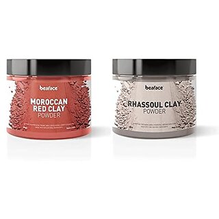                       Beaface combo of Moroccan and Rhassoul Clay Powder Each of 100 gm (Regenerates Skin cells and Reduce Wrinkles) ()                                              