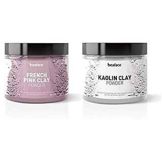                       Beaface Combo of 2 French Pink and Kaolin Clay Powder Each of 100 gm (Regenerates Skin cells and Reduce Wrinkles)                                              