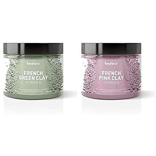                       Beaface Combo pack French Pink Clay and French Green Clay (Pack of 2x100gm)                                              