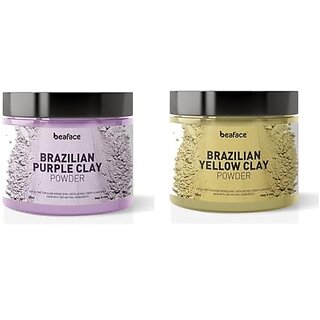Beaface Combo Pack Brazilian Purple Clay Powder | 100gm and Brazilian Yellow Clay Powder 100gm (Regenerates Skin Cells and Reduce Wrinkles) Beaface Combo Pack Brazilian Purple Clay Powder | 100gm and Brazilian Yellow Clay Powder 100gm (Regenerates Skin Cells and Reduce Wrinkles)