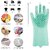 WildProducts - 1 Pair Gloves Magic Silicone Dish Washing Gloves, Silicone Cleaning Gloves