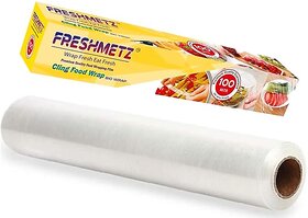 FRESHMETZ 100 Mtr Cling Film Wrap Biodegradable BPA Free Multipurpose Food Wrapping Cling Non-Stick 100 Mtr (Pack of 1)