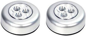 Stick & Click LED Light Self Adhesive Table Lamp Recessed Ceiling Light Ceiling Lamp(Silver)