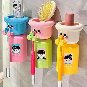 Magnetic Tooth Cartoon Toothbrush Holder Punch-Free Magnetic Upside Down Toothbrush Cup Wall Mounted Bathroom Storage