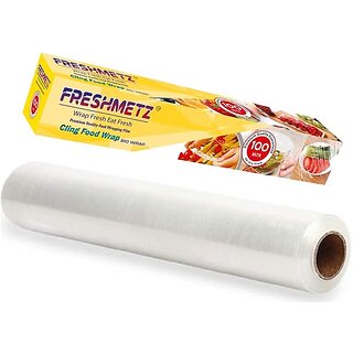 FRESHMETZ 100 Mtr Cling Film Wrap Biodegradable BPA Free Multipurpose Food Wrapping Cling Non-Stick 100 Mtr (Pack of 1) FRESHMETZ 100 Mtr Cling Film Wrap Biodegradable BPA Free Multipurpose Food Wrapping Cling Non-Stick 100 Mtr (Pack of 1)