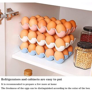                       15 Eggs Storage Holder Refrigerator with Lid, Modern Style Egg Rack, 24.3cm x 14.5cm x 4cm, Multicolour, BPA Free.                                              
