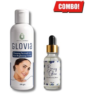                       Glovia Skincare Pack Cleansing Facewash  Berry Glow Brightening Serum                                              