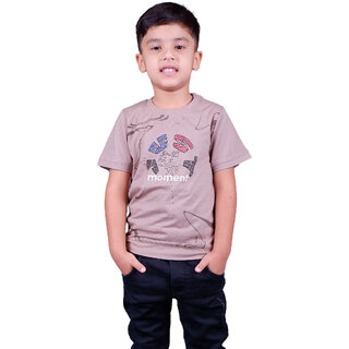                       Kid Kupboard Cotton Boys T-Shirt, Dark Peach, Half-Sleeves, 6-7 Years KIDS7847                                              