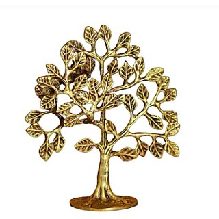                       Brass Tree, Kalpavriksha Tree  Karpaga Viruksham Tree Decorative Showpiece - 15 cm (Brass, Gold)                                              