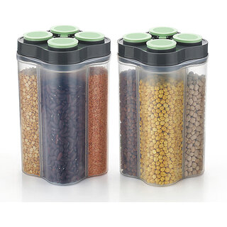 Plastic Grocery Container - 2400 ml(Pack of 2, Multicolor) Plastic Grocery Container - 2400 ml(Pack of 2, Multicolor)