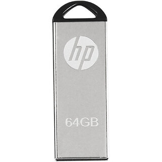                       HP Flash Drive 64GB Pen Drive, Compatible with Laptop & Desktop Computer, USB 2.0, Metal Case (Silver)                                              