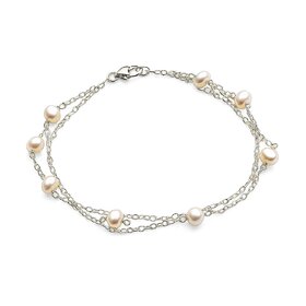 Techiefox Elegant Multi-Layered Metal Chain Bracelet with Lustrous Pearls  Stylish Designer Wrist Accessory for Women