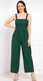 Sands Apparel Dark Green Graphic Print Polyester Jumpsuit for Women  Trendy Casual  Party Wear Outfit