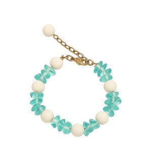 Techiefox Stylish Ocean-Inspired Bracelet Features Soft White Spheres and Transparent Aqua Plastic Beads Techiefox Stylish Ocean-Inspired Bracelet Features Soft White Spheres and Transparent Aqua Plastic Beads