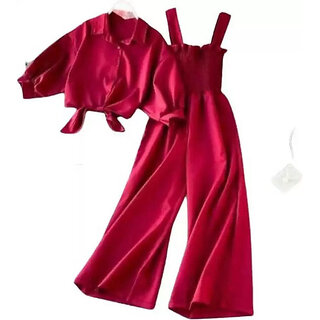                       Sands Apparel Maroon Graphic Print Polyester Jumpsuits For Women                                              