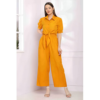                      Sands Apparel Yellow Graphic Print Polyester Jumpsuits For Women                                              