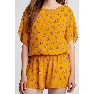                       Sands Store Casual Kaftan Sleeve Floral Print Women Yellow Top                                              