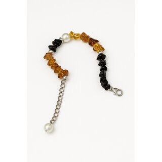                       Techiefox Handmade Multicolor Chunky Beaded Bracelet with Pearl Accent and Adjustable Chain                                              