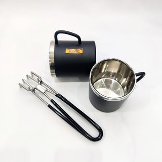                       i WARE Stainless Steel Double Wall Tea/Coffee Mugs, Set of 2  Wire Tong Pakkad/Utensil Holder/Kitchen Pincers with Grip                                              