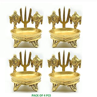 Brass Shankh Chakra Diya Small Size (4pcs) for Puja, Brass (Pack of 4) Table Diya (Height 2.5 inch) Brass Shankh Chakra Diya Small Size (4pcs) for Puja, Brass (Pack of 4) Table Diya (Height 2.5 inch)