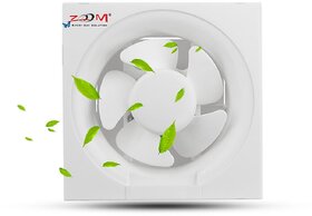 ZOOM Ventilation Fan 6 Inch (150mm)  Exhaust Fan  Strong Air Suction, Rust-Proof Body, and Dust Protection Shutters  Ideal for Bathroom, Kitchen, and Office  1-Year Warranty  (Pack of 1, White)