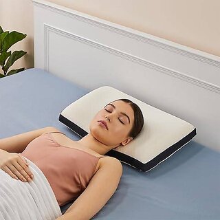 Memory Foam Geometric Sleeping Pillow - Contoured Neck Support for Comfortable Sleep (White Grey) (Set of 1) Memory Foam Geometric Sleeping Pillow - Contoured Neck Support for Comfortable Sleep (White Grey) (Set of 1)