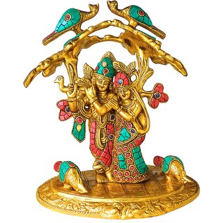Tiny Shiny Radha Krishna Metal statue of Under Tree With Peocock for home decor, Living Room, Pooja Room Tiny Shiny Radha Krishna Metal statue of Under Tree With Peocock for home decor, Living Room, Pooja Room