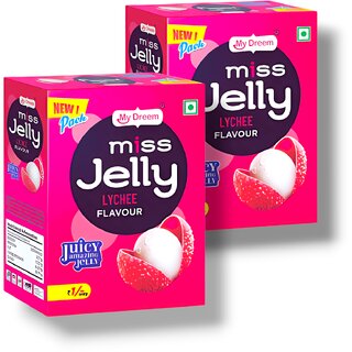                       MyDreem Miss Jelly Lychee Flavor, Smooth  Jiggly Candy Treat for Kids  Adults 85 Pcs in Each box Pack of 2                                              